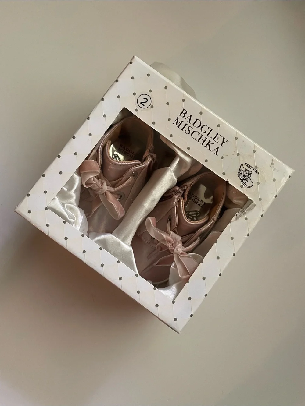 NWT & Box! Badgley Mischka Baby Tira High-Top Sneakers w/ Velvet Ribbon Laces